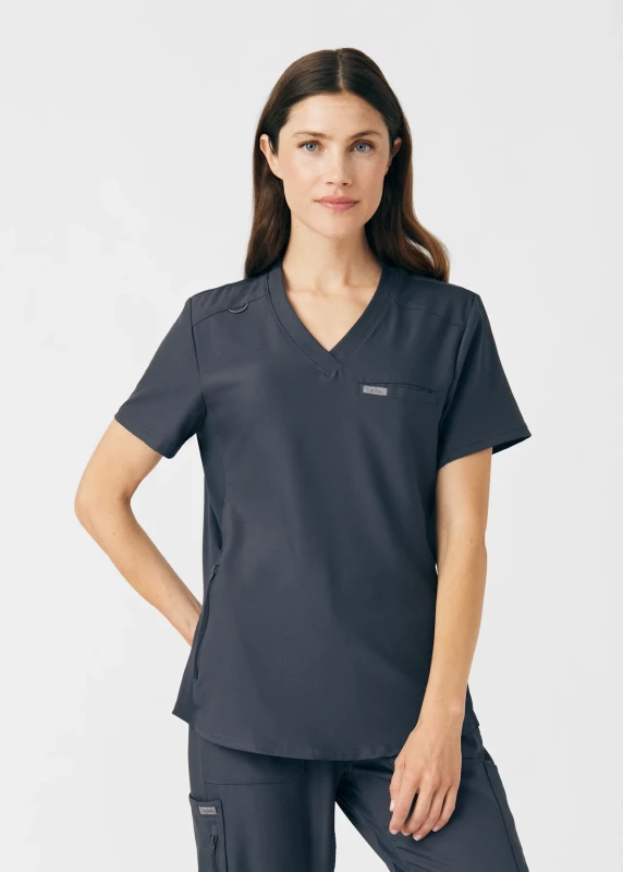 LANDAU FORWARD WOMEN'S 2-POCKET V-NECK TOP AND STRAIGHT-LEG CARGO PANT SCRUB SET