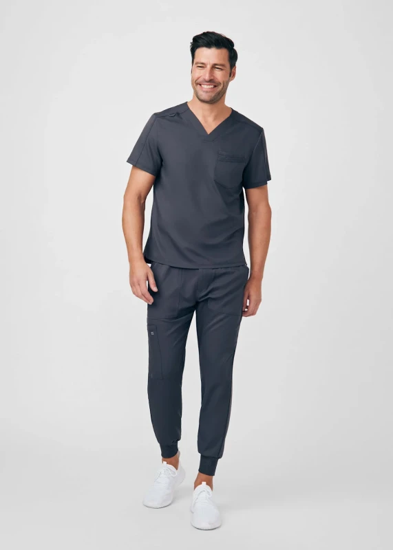 WHITECROSS MEN'S VIBE V-NECK TOP AND JOGGER PANT SCRUB SET